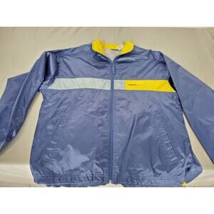 Reebok Blue And Yellow Full Zip Pants And Jacket Windbreaker Set - Size Medium